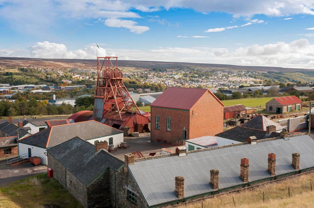 View overlooking the Big Pit Museum and the surrounding countryside. © Crown copyright 2018 (Visit Wales)