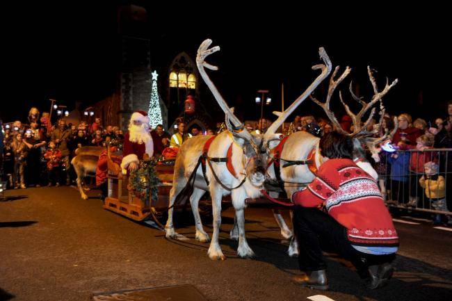 Usk Town Council Reindeer Parade 2017, part of the Usk Christmas Festival. © Usk Town Council
