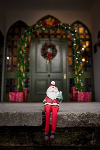 Santa On Our Front Steps