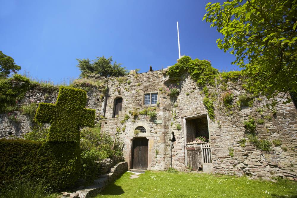 View from inside the Usk Castle walls. ©  Visit Monmouthshire