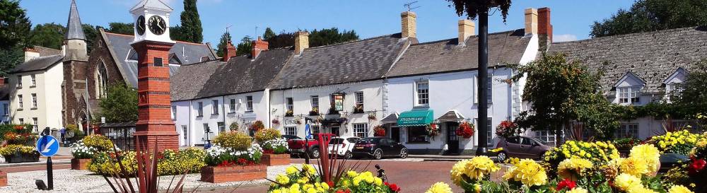 Image of Usk Town square with the clock tower